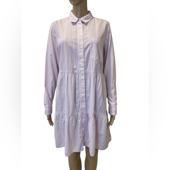Loft Tiered Pocket Shirtdress size M - Picture 1 of 4
